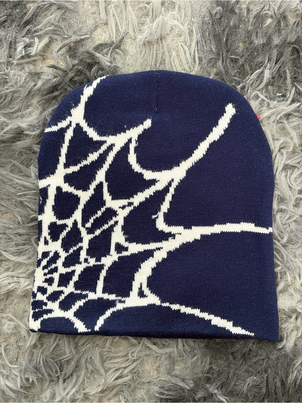 Navy Spider Web Beanie